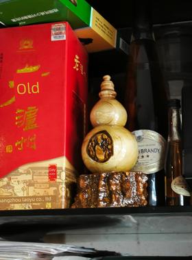 朱砂降龙木葫芦摆件实木雕刻祈福佑家智慧象征可挂五帝钱带底座