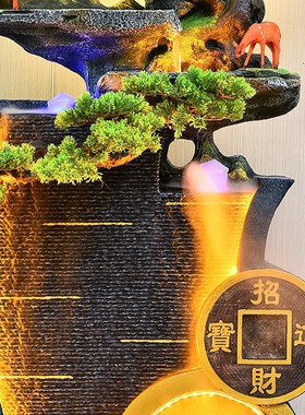 客厅流水生财摆件水循环招财风水轮落地玄关摆件公司开业乔迁礼品