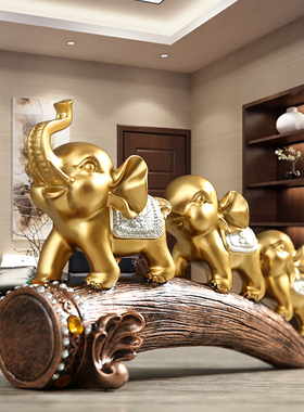 招财大象美式玄关摆件创意办公室桌书柜子装饰品酒柜客厅乔迁礼物