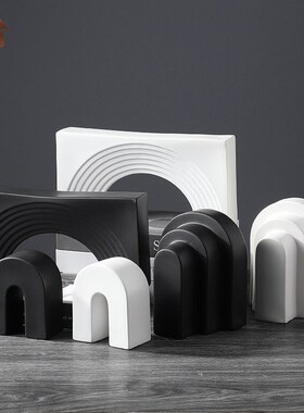 现代简约几何陶瓷拱门拱形摆件创意样板间客厅餐桌酒店家居装饰品