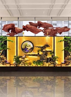 户外别墅公司酒店玄关装饰品庭院花园造景摆件水幕墙假山流水屏风