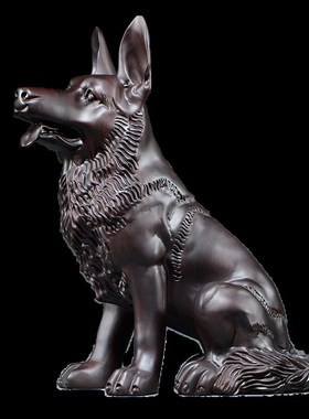 黑檀实木质雕刻狼狗摆件生肖大号犬家居客厅办公装饰红木工艺礼品