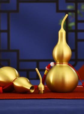 铜葫芦摆件纯黄铜福禄挂件八卦葫芦挂饰办公室摆设乔迁新居敬贺