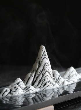 千里江山摆件微景观鱼缸造景玄关茶桌禅意陶瓷假山笔架摆设装饰品