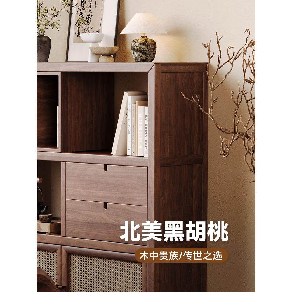 费洛可实木宋代美学边柜家用客厅卧室书房新中式斗柜带抽屉展示柜,淘宝优惠券,粉丝福利购,淘宝优惠卷