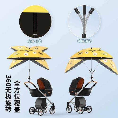 婴儿推车遮阳伞防晒抗UV遛娃神器支架宝宝专用伞可携式遮阳伞 - 图0