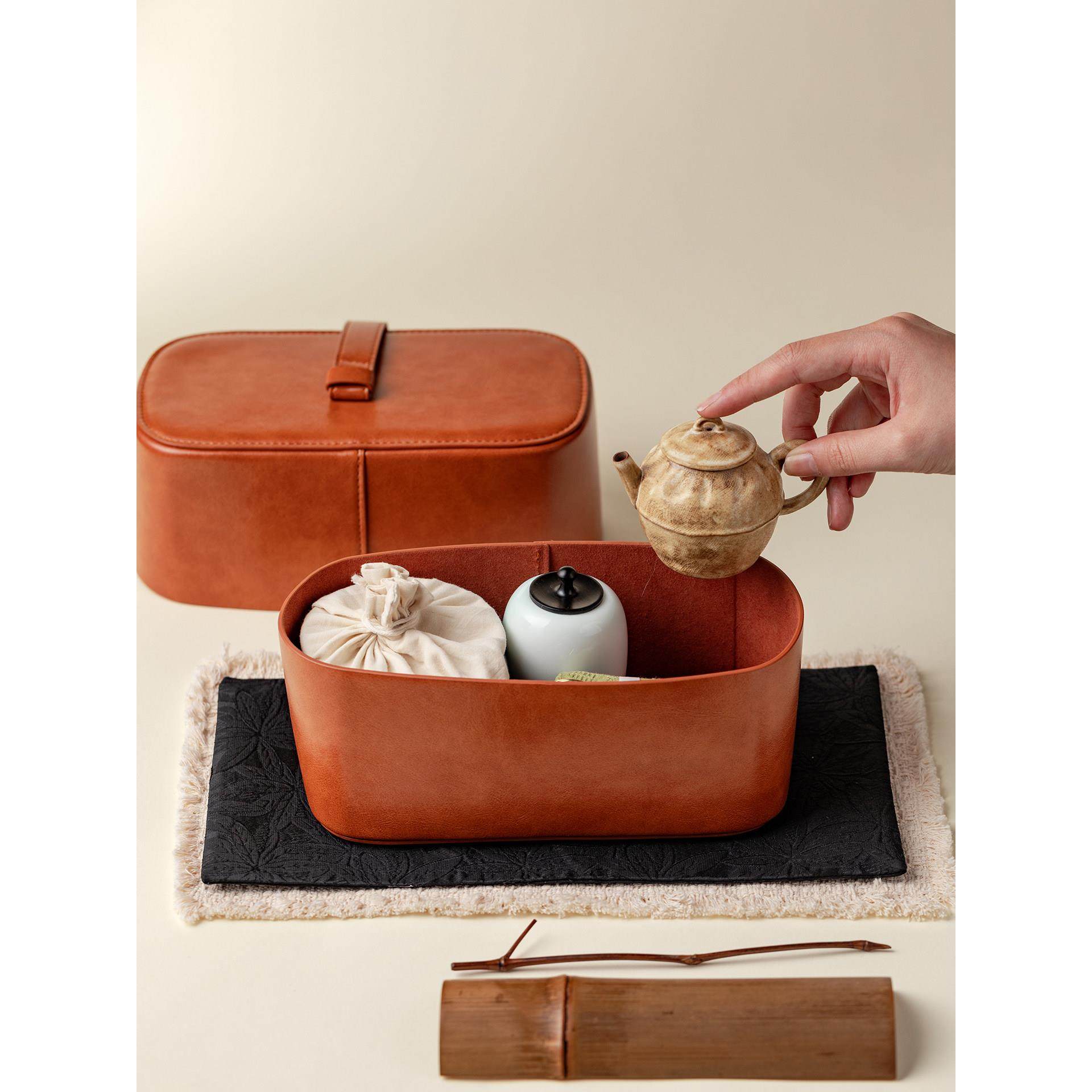 植述日式陶艺茶壶旅行功夫茶具便携式整套快客杯皮革茶箱收纳套装,淘宝优惠券,粉丝福利购,淘宝优惠卷