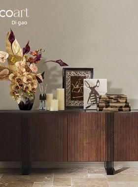 中世纪风格餐厅餐具柜台面装饰烛台覆古装饰画托盘花瓶饰品配套设