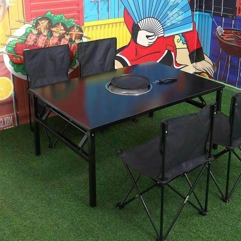 夜市摆摊不锈钢户外烧烤桌子木炭烤炉长桌正方形折叠式火锅桌商用,淘宝优惠券,粉丝福利购,淘宝优惠卷