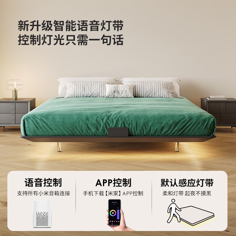 无床头铁艺床碳素钢架床复古简约卧室2025年新款网红不锈钢悬浮床 - 图1
