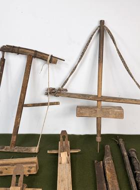 民俗老物件老式木工工具凿子手工钻墨斗鲁班刨手工锯传统装饰摆件