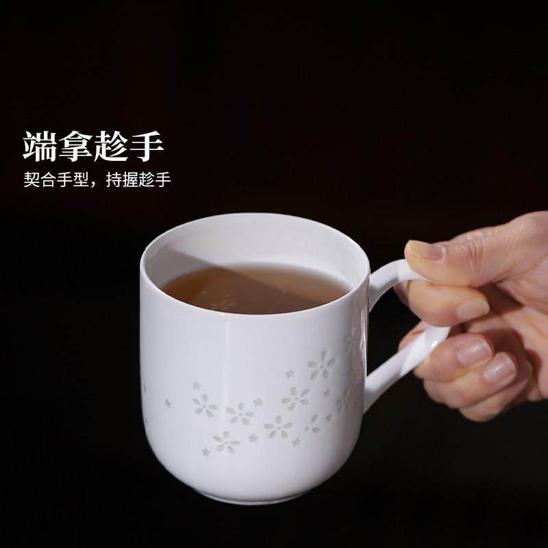 景德镇官方陶瓷玲珑水杯泡茶漏杯过滤茶具大容量高颜值马克办公杯,淘宝优惠券,粉丝福利购,淘宝优惠卷