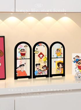 蜡笔小新桌面屏风摆件卡通可爱装饰品客厅餐边柜摆台画可折叠送礼