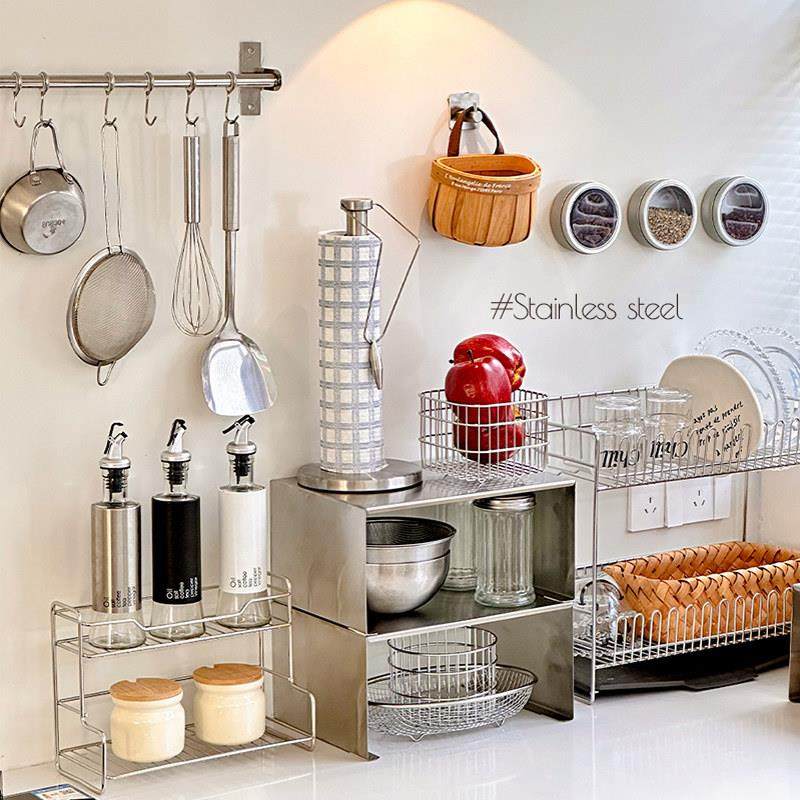 厨房台面304不锈钢调味罐架家用灶台置物架碗碟架放调味料瓶收纳,淘宝优惠券,粉丝福利购,淘宝优惠卷