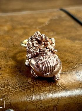 青炙紫铜貔貅小号钥匙扣手把件全铜纯铜招财神兽迷你国潮挂件国风