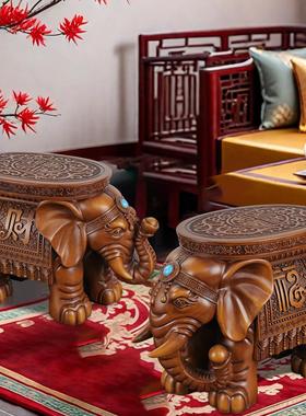 中式大象凳子家居客厅招财大象摆件凳子换鞋凳门口可坐吉祥品纳福