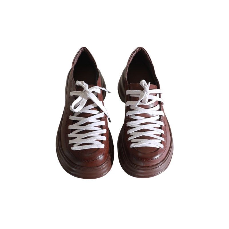 莲花府邸2025春季复古单鞋英伦圆头深口系带女鞋舒适休闲厚底牛皮,淘宝优惠券,粉丝福利购,淘宝优惠卷