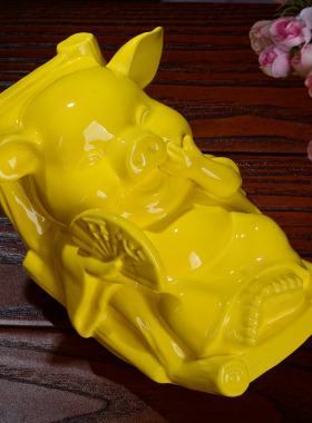 招财生肖猪摆件陶瓷工艺品创意可爱金猪摆设品大号家居装饰吉祥物