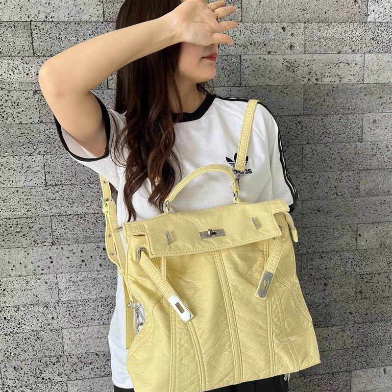 小众设计2025新款凯莉双肩背包软皮锁扣真皮手提斜挎包通勤电脑包,淘宝优惠券,粉丝福利购,淘宝优惠卷