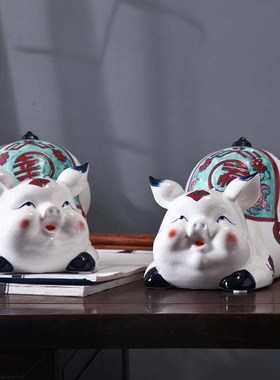 金猪存钱罐儿童大人用家用储蓄储钱小猪陶瓷猪家居饰品摆件陶瓷猪