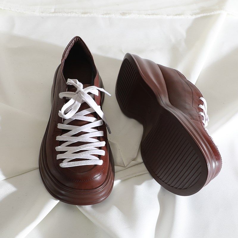 莲花府邸2025春季复古单鞋英伦圆头深口系带女鞋舒适休闲厚底牛皮,淘宝优惠券,粉丝福利购,淘宝优惠卷