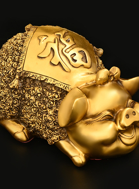 铜猪摆件纯铜金猪财富对r猪吉祥福猪客厅酒柜装饰门店桌面工艺礼