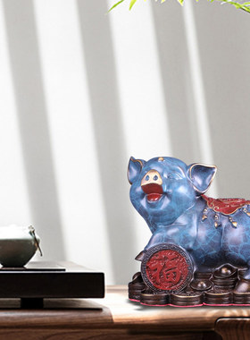 全铜金猪摆件招財猪发q财猪福猪生肖猪聚宝盆猪家居工艺品摆件