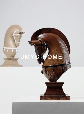 现代简约家居客厅电视柜茶几玄关样板房书房博古架树脂动物马摆件