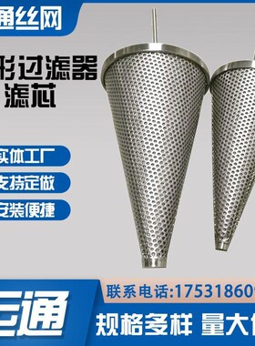 阀门管道用滤筒圆锥形钛滤网筒双层异型临时过滤器不锈钢304漏斗