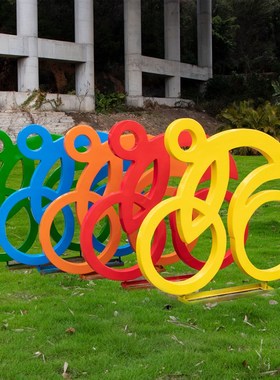 户外玻璃钢剪影运动人物跑步雕塑学校体育自行车公园园林装饰摆件