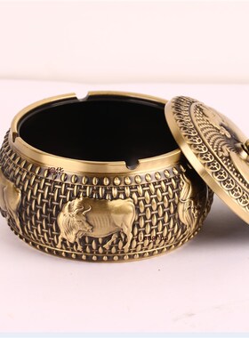 厂家黄铜制作 五牛烟灰缸  烟灰缸  带盖烟灰缸 用工艺品摆件