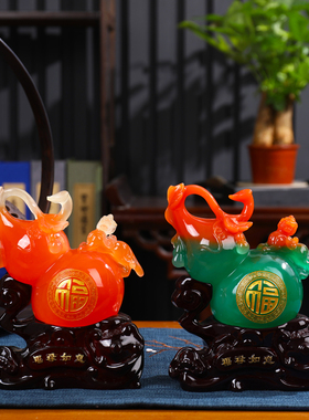 招财福禄摆e件树脂葫芦工艺品风水镇宅客厅家居装饰品玄关酒柜摆