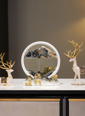 创意流沙画沙漏摆件轻奢高档客厅电视柜酒L柜办公室装饰品乔迁礼