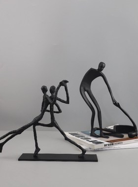 现代轻奢金属人物艺术摆件电视柜样板间售楼处Q客厅玄关家居装饰