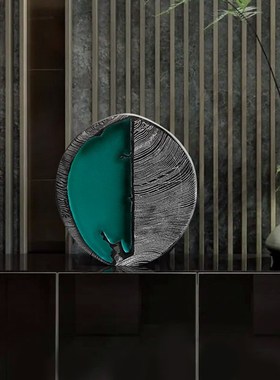 酒店样板间玄关创意抽象艺术木雕装饰摆件客厅电视柜软装家居饰品