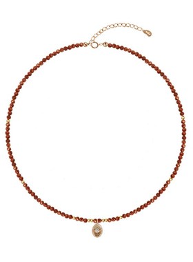 天然金沙石串珠项链女百搭小众高级感锁骨颈链夏季新中式叠戴饰品