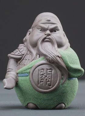 紫砂五虎上将关羽摆件创意家居客厅历史人物桌面装饰工艺品