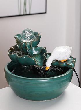 陶瓷自动循环流水器名宿家居客厅柜台桌面招财装饰品景观乔迁摆件