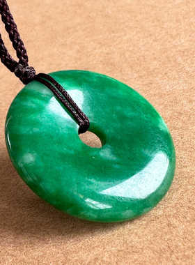 阳绿色玉石平安扣吊坠男女情侣翠绿色圆圆环环翠玉平安挂件坠玉佩