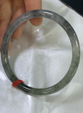 56-57细圆条冰乌鸡翡翠手镯国风系列水墨丹青玉镯