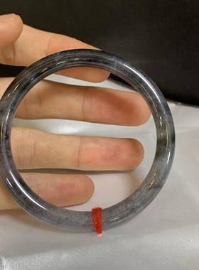 55圆条冰紫乌鸡缅甸天然翡翠手镯A货国风系列冰种飘花意境玉镯