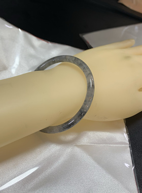 冰乌鸡翡翠手镯国风系列水墨丹青天然缅甸翡翠玉镯冰飘花56圆条