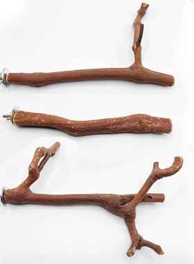 花椒木原木鹦鹉站杆站棍葡萄苹果木柳木鸟笼子站架配件树枝叉实木