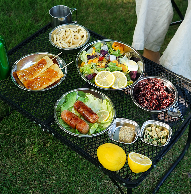 17pcs stainless steel camping barbecue tableware set餐具套装-图1