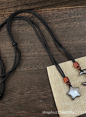 天然银曜石复古可调节锁骨链