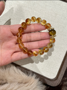 天然黄塔晶手串女黄虎眼石黄水晶手链送女友闺蜜礼物时尚轻奢百搭
