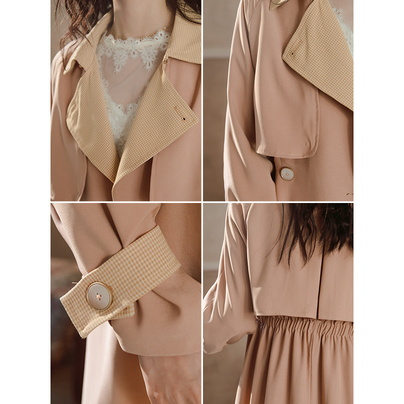 卡其色中长款2020新款秋季收腰风衣 安妮陈风衣