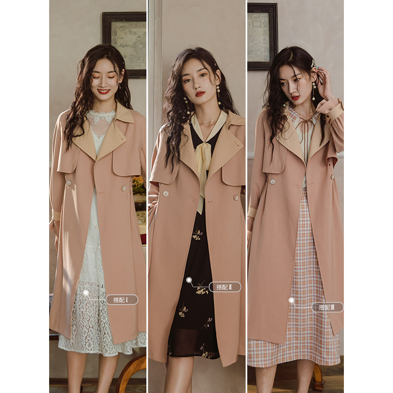 卡其色中长款2020新款秋季收腰风衣 安妮陈风衣