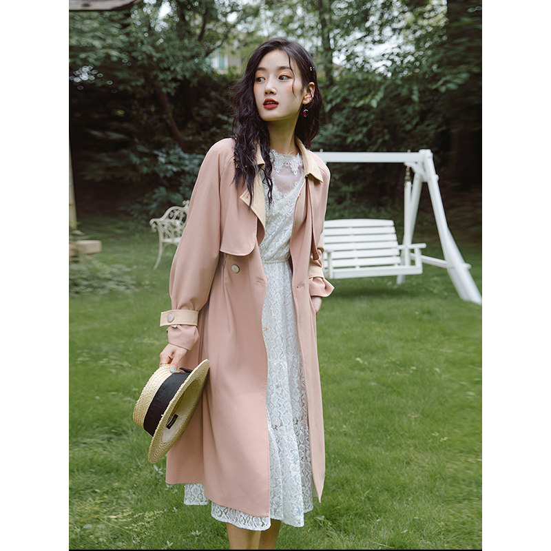 卡其色中长款2020新款秋季收腰风衣 安妮陈风衣