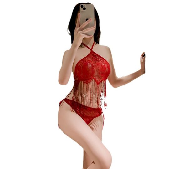 杜肚兜200斤加肥加大码挂脖蕾丝系带肚兜晴趣内衣尤物欲睡衣薄款